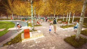 Rendering of a memorial grove