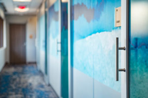 Allina Greenway Clinic and Urgent Care Exam Room Hallway with Watercolor Environmental Graphics