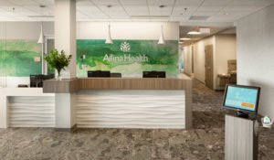 Allina Greenway Clinic and Urgent Care Lobby Reception Desk and Digital Check-in