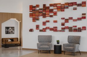 2600 N Central interior book art installation inspired by the strata and formations of the Grand Canyon